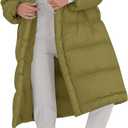 Fazortev Women's Long Puffer Jacket Stand Collar Zip Baggy Down Coats with Side Pockets Outwear (Army Green, S )
