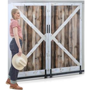 Geelin 5ft Rustic Western Barn Door Stand up Cardboard Cutout Life Size Farm Western Theme Party Decorations Backdrop Photo Props Red Barn Door Standup for Cowboy Cowgirl Farm Theme Supplies