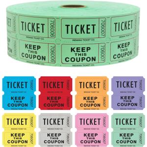 INDIANA TICKET CO. 2,000 Green Raffle Tickets Double Roll, Premium Quality 50/50 Raffle Tickets, Tickets for Events, Carnivals, Door Prizes, Drinks and More