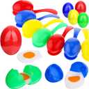 Civaner 24 Pieces Egg and Spoon Race Game Set with Yolk, Egg Balance Game Relay Race Game for Easter Eggs Hunt Game Outdoor Lawn Games, Field Sport Party Favors Toy (4 Assorted Colors)