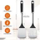 Stainless Steel Spatula Set, 2 Piece Heavy Duty Turner/Metal Spatula, High Heat Resistant Kitchen Cooking Utensils, Ideal Cookware for Frying Steak, Fish, Eggs or Pancakes