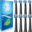 8 Pack IO Replacement Brush Heads Compatible with Oral B iO 2/3/4/5/6/7/8/9/10/Deep Clean Series Electric Toothbrushes, Medium-Hard Bristles IO Toothbrush Head Compatible with Oral B (Black)
