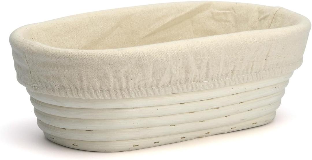 Banneton Bread Proofing Basket with Liner, Oval 10 inch Dough Rising Ratten Bowl for Bread Making and Baking