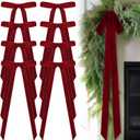 24 Pcs Velvet Bows Christmas Tree Ornaments Vintage Velvet Ribbon Bows for Tree Garland Wreath Indoor Xmas Decorations(10 x 18 Inch, Width of 1.5",Dark Red)