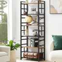 HOMBAZAAR 6 Tier Bookshelf,70 inch Tall Industrial Bookcase with Metal Frame and Open Shelves,Rustic Heavy Duty 6 Shelf Bookcase, Office Book Shelves for Living Room and Bedroom,Brown