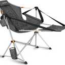 KingCamp Hammock Chair with Footrest, Swinging Portable Folding Camping Chairs for Adults MAX 400lbs Heavy Duty Foldable Oversized Rocker with Cup Holder Pillow for Outdoor Beach Patio Sport Lawn (Footrest Deluxe Lava/Grey)