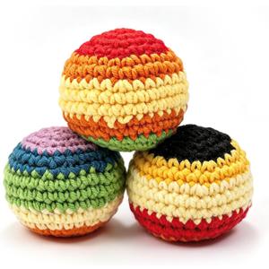 4 x 3-Pack Handmade Crochet Footbags, Knitted Hacky Kick Sack Balls | 40g Soft Pellet Filled, Durable Kick Footbag for Beginners Adults, Juggling, Agility Coordination Training, Outdoor Games