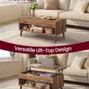 VASAGLE Lift Top Coffee Table, Lift Tabletop Dining Table, Gas Spring, Hidden Compartment, Open Storage Shelf, for Living Room, Home Office, Honey Brown ULCT268KB01S