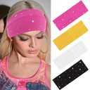 4 Pack Rhinestone Headbands for Women Y2K Headbands Elastic Wide Headbands for Women Trendy Hair Accessories Non Slip Stretchable Hairbands for Sport Yoga Workout (Color 02)