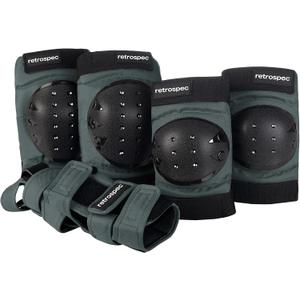 Retrospec Knee Pads, Elbow Pads & Wrist Guards for Men, Women & Kids - Protective Gear for Skateboarding, Roller Skate, Rollerblade, BMX & Scooter - Multi Sport Pad Set - Graphite - Adult (15+)
