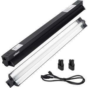 Oiibo UVB Reptile Light, 2PCS HO T5 10.0 UVB Reptile Light Fixture Kit, Connectable UVB Reptile Light for Large Terrarium, 24W Bearded Dragon UVB Light T5 Lamp Bulb