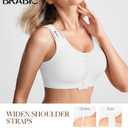 BRABIC Front Closure Post Surgery Compression Bras for Women Mastectomy Full Coverage Wireless Bra Back Smoothing (White, L)