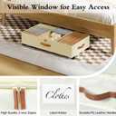 Yecaye Under Bed Storage with Wheels, 4 Pack Under Bed Storage Containers with Adjustable Dividers & Clear Window, Rolling Underbed Organizer Bins Drawers for Clothes, Shoes, Blankets, Beige