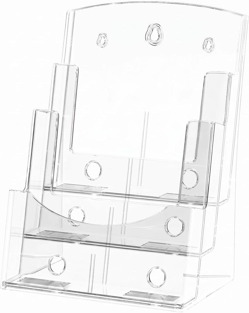 Acrylic Brochure Holder 8.5 x 11, 3-Tier Literature Display Stand, 2-Pack