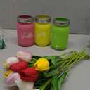 Hotop 15 Pcs Spring Decorations Tulips with 3 Mason Jar Table Centerpiece Multicolor Artificial Tulip Flowers Mason Jar Decoration Potted Tulips Flower for Office Wedding Party Floral Decorations