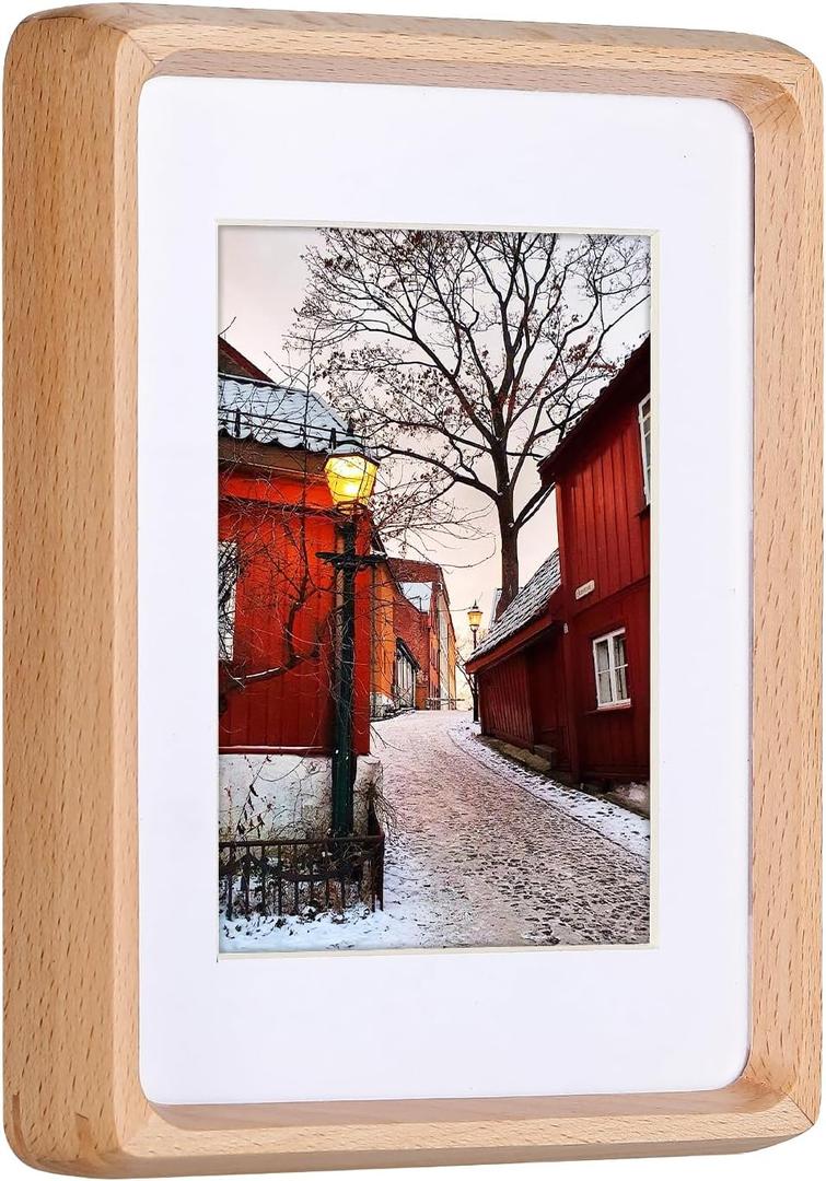 5x7 inch Natural Wood Picture Frame, Natural Beech Wooden Frame, Display Pictures 3.5x5 with Mat or 5x7 Without Mat, for Tabletop Display Home Decor Wood Photo Frames