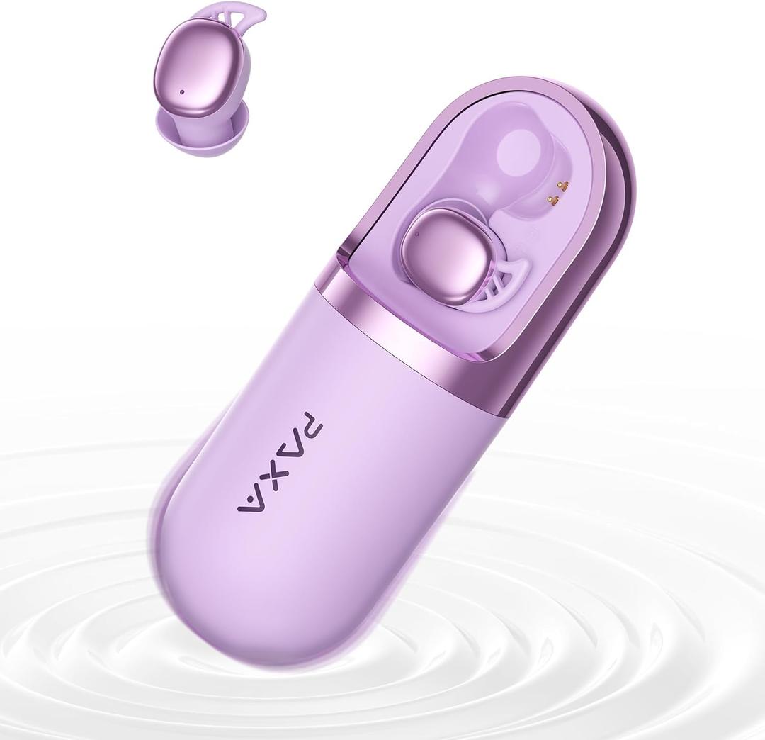 PAXA Sleep Earbuds for Side Sleepers, Sleep Headphones with Vibration Charging Case Wireless Bluetooth 6.0, Soft Silicone Invisible Earbuds for Sleeping, Snoring Noise Isolation, S13 Purple