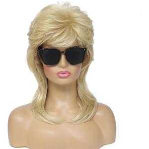 Adequate Mullet Wigs for Women,Joe Dirt,Emo Wig,80s 90s Costumes Fancy Party Accessory Cosplay Wig. Halloween Man x (Light Blonde)