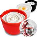 Silicone Liners for KitchenAid 5 Qt Tilt-Head Stand Mixer(Only), Odourless,Thicker, Cold/Heat-Resistant & Non-Stick, Easy Clean, Fits 5 Quart Mixing Bowl, Set of 3 with Lids (Red+White+Black)
