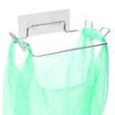 Stainless Steel Trash Bag Holder for Kitchen Cabinets Doors and Cupboards, Under Sink Bag Hanger, Portable Trash can, Waste Bins, Wall Adhesive Hanging Garbage Bins, with Wall Sticker Base