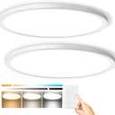Super Slim 3200LM 12Inch LED Ceiling Lights Flush Mount, Dimmable 3000K 4500K 6000K CCT, Low Profile Surface Mount Light Fixtures, 24W Thin Flat LED Panel Lights for Bedroom Bathroom Kitchen, 2 Packs