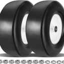 2 Pcs Upgrade 13x5.00-6 Flat Free Lawn Mower Tire and Wheel with 3/4" Chrome Steel Bearings, Zero Turn Mower Front Solid Tire Assembly for Commercial Grade Lawn, Garden Turf, 4.2"-5.2" Centered Hub (White)
