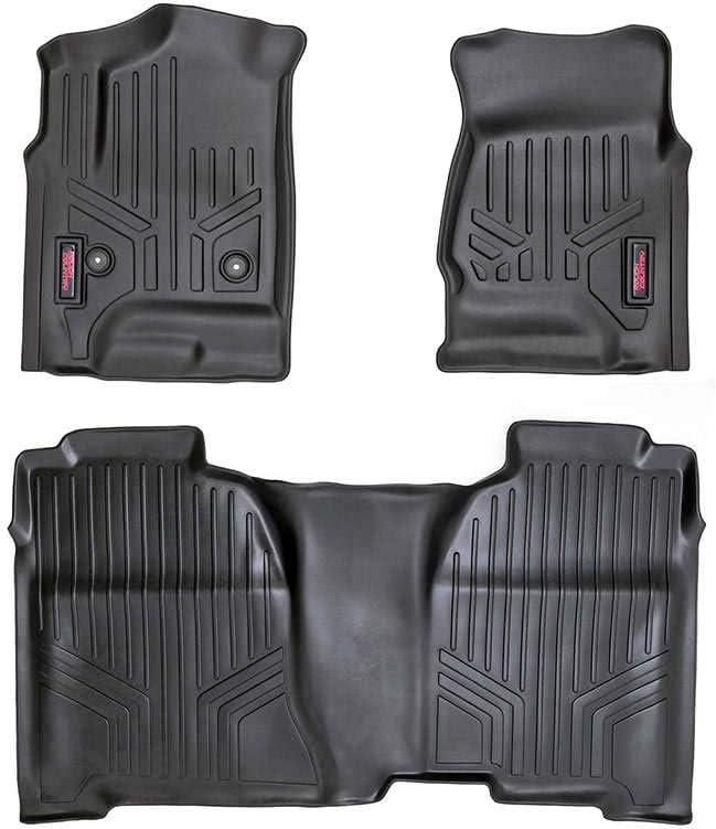 Rough Country All Weather Floor Mats Set for Chevy/GMC 1500/2500HD (2014-2018) - Custom Fit Rubber Floor Mats, Rubber Truck Mats, Durable, Waterproof Truck Floor Mats