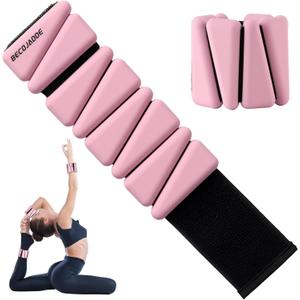 Ankle Weights Set of 2 (1 lb Each) Adjustable Wrist Weights for Women Men Wearable Arm Leg Weight for Pilates, Running, Walking, Workout, Yoga (Pink)