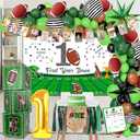 First Year Down Birthday Party Decorations Football Birthday Party Decorations Balloon Arch Kit 3Pcs ONE Balloon Boxes First Birthday Photo Banner HighChair Banner