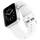 WITHit White Action Keeperless Silicone Band with White Stainless-Steel Buckle Closure for 38/40/41mm Apple Watch