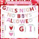2 x Galentines Day Decorations for Party: Glitter Happy Galentines Day Banner Red Heart Garland No Boys Allowed Sign Hanging Swirls Honeycomb Centerpieces for Girls Night Party Decor