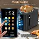 Touch Screen Toaster 2 Slice Black Toaster with Digital Countdown Wide Slot LCD Display 2 Slice Toasters Smart Toasters 6 Shade Settings 6 Bread Type with Reheat/Add Time/Defrost/Cancel Function