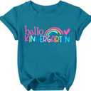 Hello Kindergarten Shirts for Kids First Day of School T Shirt Cute Back to School Short Sleeve Tee Tops (Green)