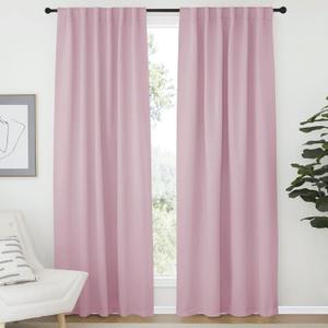 Blackout Curtain Panels for Girls Room Baby Pink 52W 84L 2 Panels Noise Reducing Back Tab Blackout Draperies by NICETOWN, Baby Pink, 52"W x 84"L (Pack of 2)