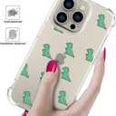 Compatible for iPhone 15 Pro Cases with Design, Cute Transparent Phone Case for Women Girls Girly with Heavy Duty Protective Bumper (Clear Dinosaurs)