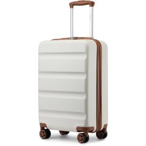 Kono Carry On Luggage 22x14x9 Airline Approved Lightweight Small Travel Suitcase with Spinner Wheels Hard Shell TSA Carry-On Cream White