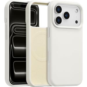 Magnetic for iPhone 17 Pro Case 6.3", Premium Liquid Silicone Case,[Compatible with Magsafe][Soft Anti-Scratch Microfiber Lining],Slim Thin Shockproof Phone Cover-White