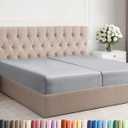 Split King Fitted Bed Sheet - Bottom Single Fitted Sheet Only - Ultra-Soft Hotel Luxury Bedding w/ 8-16 Inch Deep Pockets - Breathable & Wrinkle Free - Easy-Care, Fade & Shrink Resistant - Steel Blue