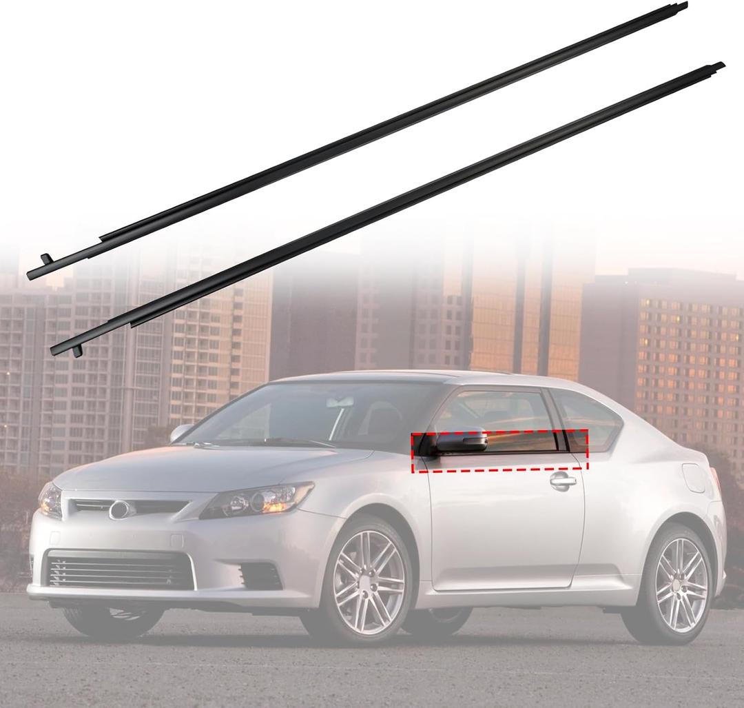 2Pcs Outer Door Weatherstrip Window Seal Belt Car Window Rubber Moulding Trim Compatible with Scion tC Base Coupe 2-Door 2.4L 2005 2006 2007 2008 2009 2010 Replace 75711-21030 75712-21030