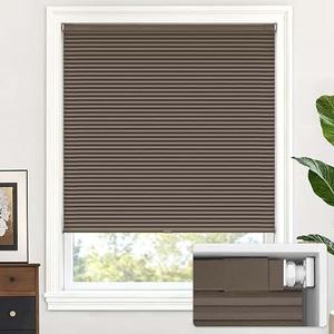 LazBlinds No Drill Cordless Cellular Shades, 24" W x 64" H, Dark Coffee