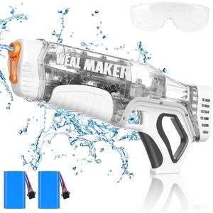 Self-Filling Function Electric Water Gun IP67 Waterproof, Automatic Pulse Quickly Shooting Squirt Guns, Watergun Blaster for Pool/Beach Toys(White)