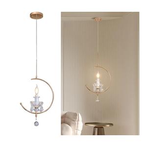 Modern Pendant Lights Kitchen Island : K9 Crystal Candle Pendant Light Fixture - 1 E12 Bulb Vintage Lighting Chandeliers for Dining Room Bathroom Bedroom Living Room Entryway