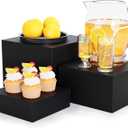 Metal Display Stands for Buffet Table - Black & White Cake Risers, Cupcake Stand for Wedding, Party, Catering Supplies, Elegant Food Risers for Displaywith 3Pcs Hollow Bottoms 6''x7''x8''