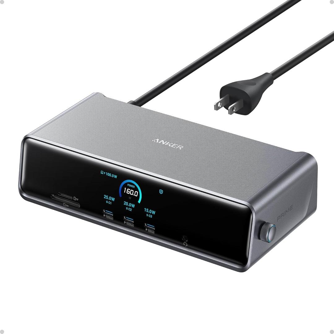 Anker Prime Docking Station (DL7400), 14-in-1 Triple Display, DisplayLink | 140W Max, Smart Display, Triple 4K@60Hz (2 HDMI+1 DP), for Windows Laptops (The Latest DisplayLink Driver Must Installed)