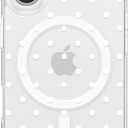 ZTOFERA Magnetic for iPhone 16 Plus Case,Cute Polka Dot Phone Case Aesthetic Striped Clear Trendy Slim Soft Shockproof Protective Phone Cover for Women Girls, White Dot