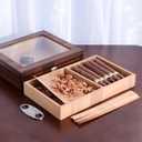 Woho Spanish Cedar Cigar Tray with Adjustable Divider & 6 Count Sheets, Cedar Cigar Tray for Large Cigar Humidor Cabinet/Tupperdor, Cedar Wood Tray for Cigar Storage/Organization/Aging (12"X7"X1.57")