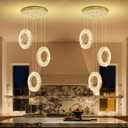 Pendant Lights Kitchen Island 3-Ring Chandelier Gold Pendant Light Crystal Light fixtures Crystal Hanging Light for Dining Room Bedroom 2700K 6000K