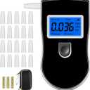 Alcohol Breathalyzer, Alcohol Breath Tester for Testing, Portable Alcohol Tester with 20 Mouthpieces & Digital Blue LCD Display for Personal Home Use