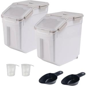 50 lb Flour Container,2 Pack Airtight Rice Storage Bin(Gray)