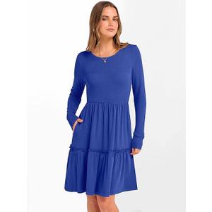 Anrabess Long-Sleeved Dress,  Blue Medium 